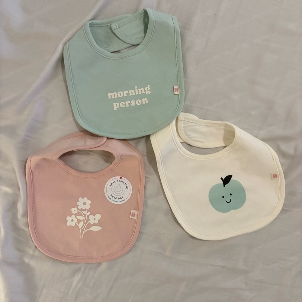Pastel Baby Bib Set - Green, Pink, and Cream